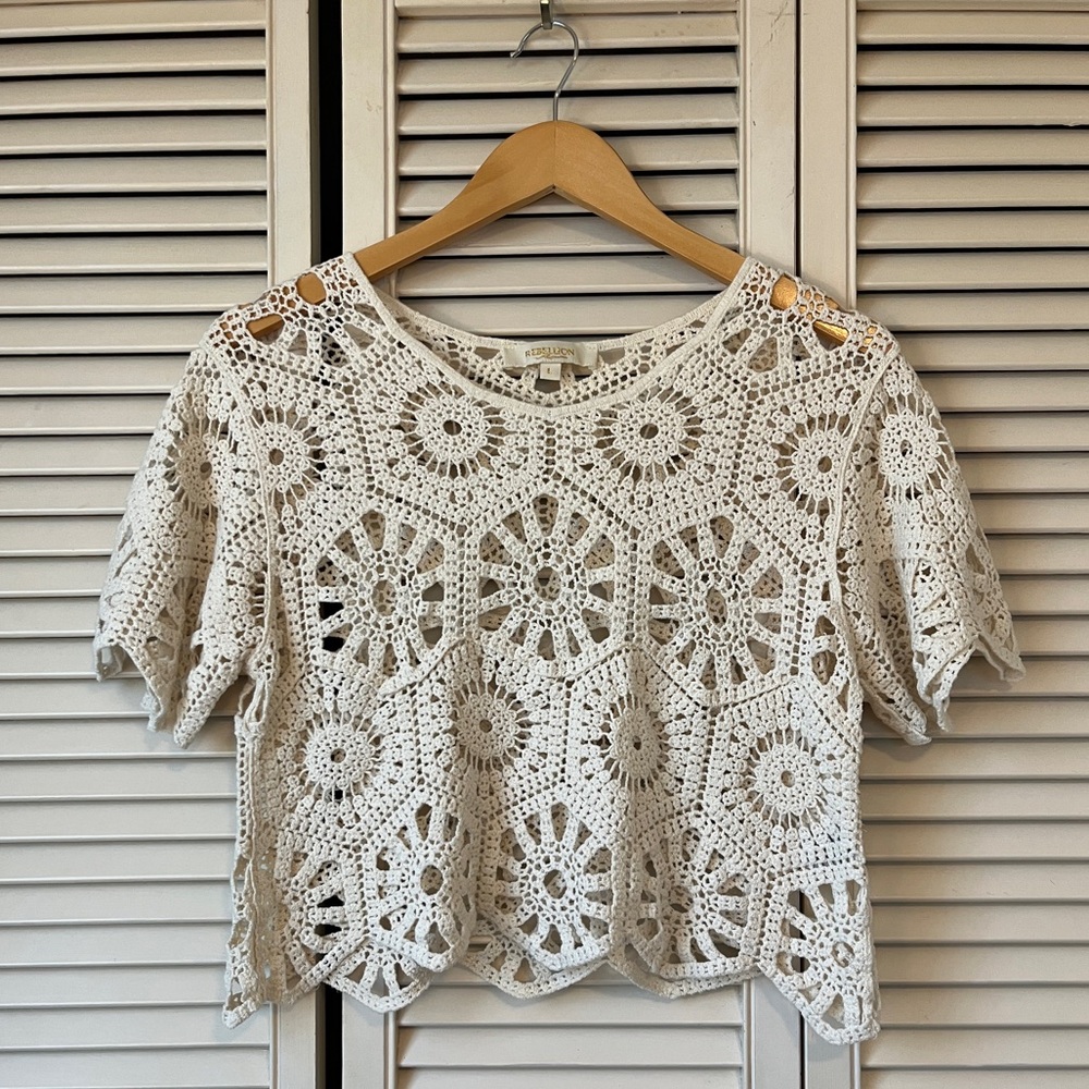 Rebellion Cream Crochet Crop Top